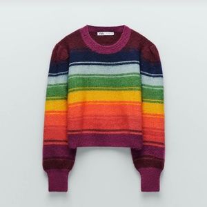 Rainbow Puff sleeve rainbow sweater
